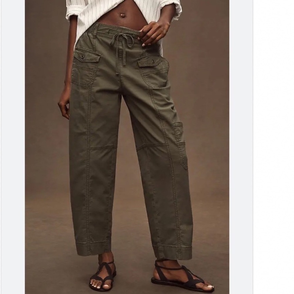 Pilcro x Anthropologie Utility Front Pocket Cargo Straight Leg Pants Green Sz L